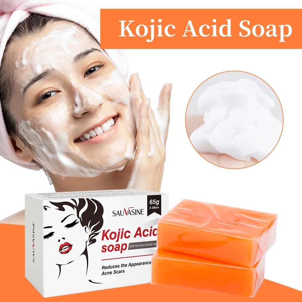 Sabonete de ácido kójico artesanal, natural, suave, não irritante, iluminador, esfoliante da pele, corpo, rosto, limpeza, clareamento, sabonete