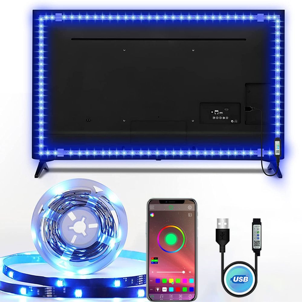 1m/3m/5m bluetooth app controle 5v led luz corda mesa do computador diy backlight 5050 rgb fita decoração para casa luzes tira
