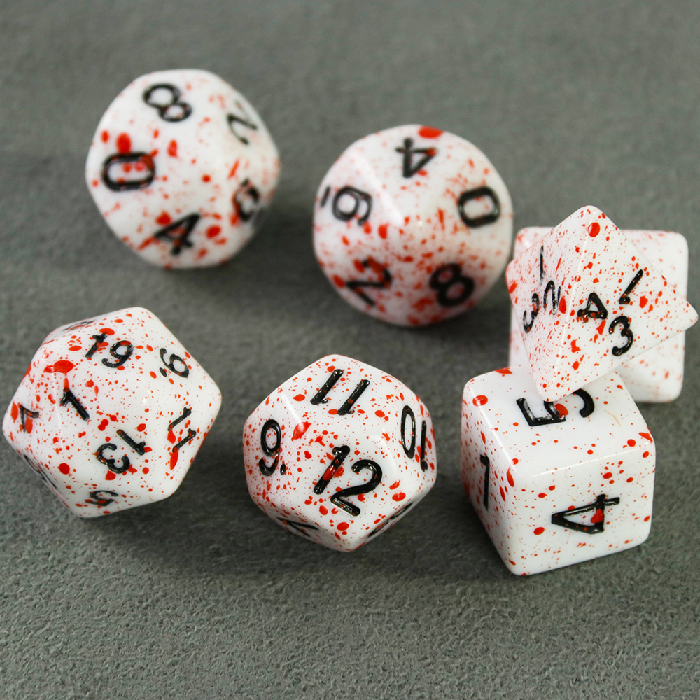 Dormia dados dnd acessórios opaco branco acrílico conjunto de dados poliédricos com efeito sanguíneo especial para mesa jogo de dramatização