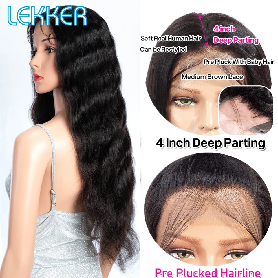 Lekker Lượn Sóng 13X1 T Phần Ren Mặt Trước Tóc Tóc Giả Dành Cho Nữ Glueless Bob Brasil Remy Tóc 30inch Sóng Thân Phần Giữa Bộ Tóc Giả