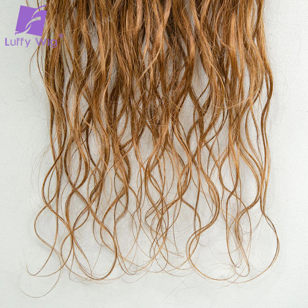 Crochet boho locs com cachos de cabelo humano pré-loop tranças loiras extensões de cabelo sem nós falso deadlocks para trança luffy