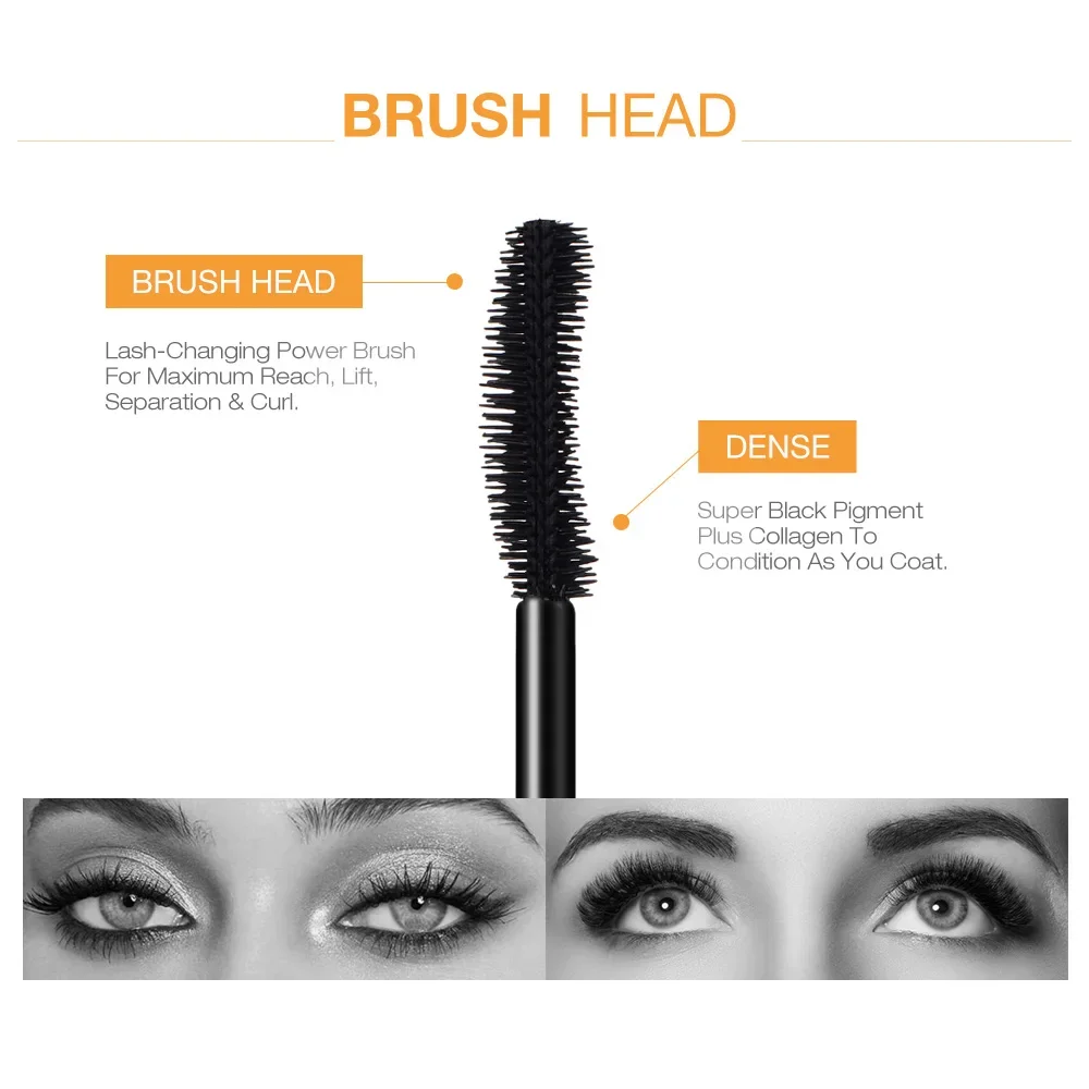 3D Mascara Eyelashes Lengthening Black Lash Eyelash Extension Eye Lashes Brush Beauty Makeup Long-wearing Gold Color Mascara