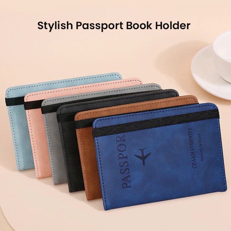 RFID パスポートカバー ウォレットホルダー PU レザー カードホルダー パスポートケース 旅行の必需品 女性 男性 家族休暇用