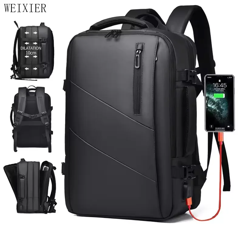 Weixier Borsa per computer zaino di fascia alta da uomo di grande capacità da 16 pollici Borsa da lavoro di fascia alta Zaino espandibile Witch USB