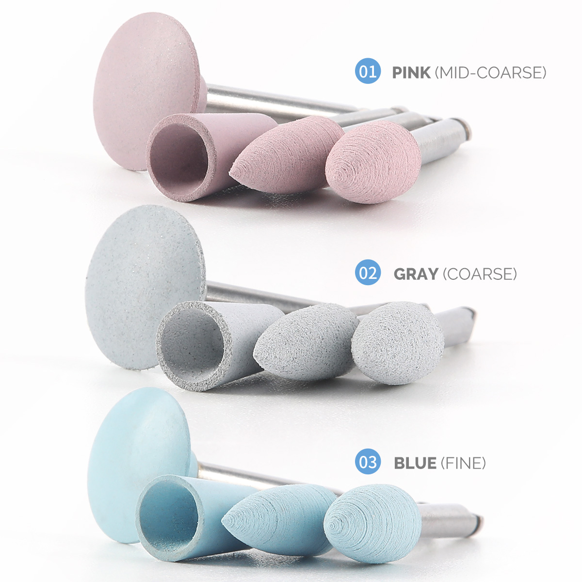 Azdent 12 unidades/10 unidades/pacote dental silicone polimento ponta cabeças de moagem polidor de dentes ra burs dia. 2,35 mm para peça de mão de baixa velocidade