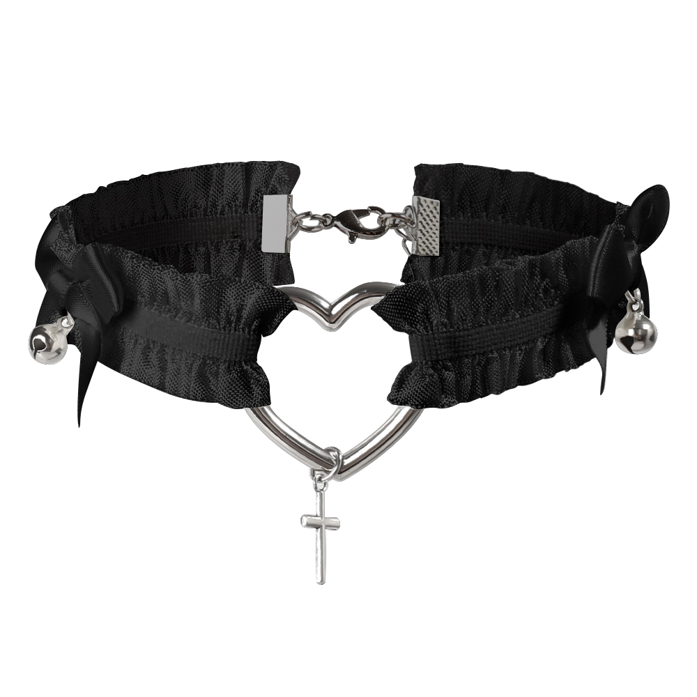 Sexy Spitze Bogen Strumpfband Punk Hohl Herz Kreuz Halsband Bein Ring Strap Frauen Elastische Strumpfbänder Gothic Bondage Dessous Cosplay Requisiten