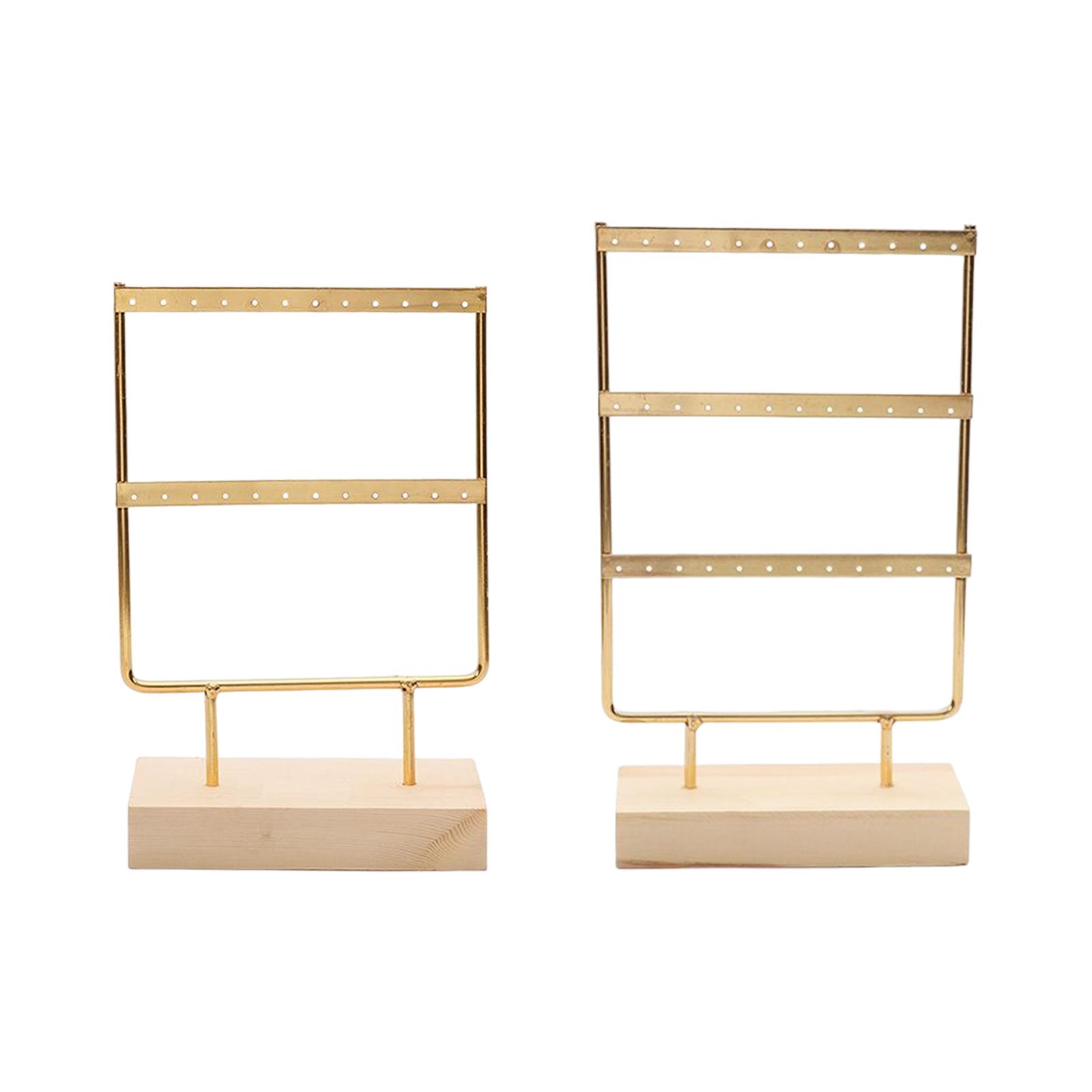 Support de Boucles d'Oreilles en Bois avec Trous pour Bijoux, Base en Métal pour Collier