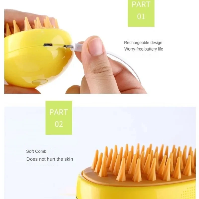 Escova vaporosa para cães, spray elétrico, escova de cabelo para gatos, 3 em 1, escova a vapor para massagem, cuidados com animais de estimação, remoção de pelos emaranhados e soltos