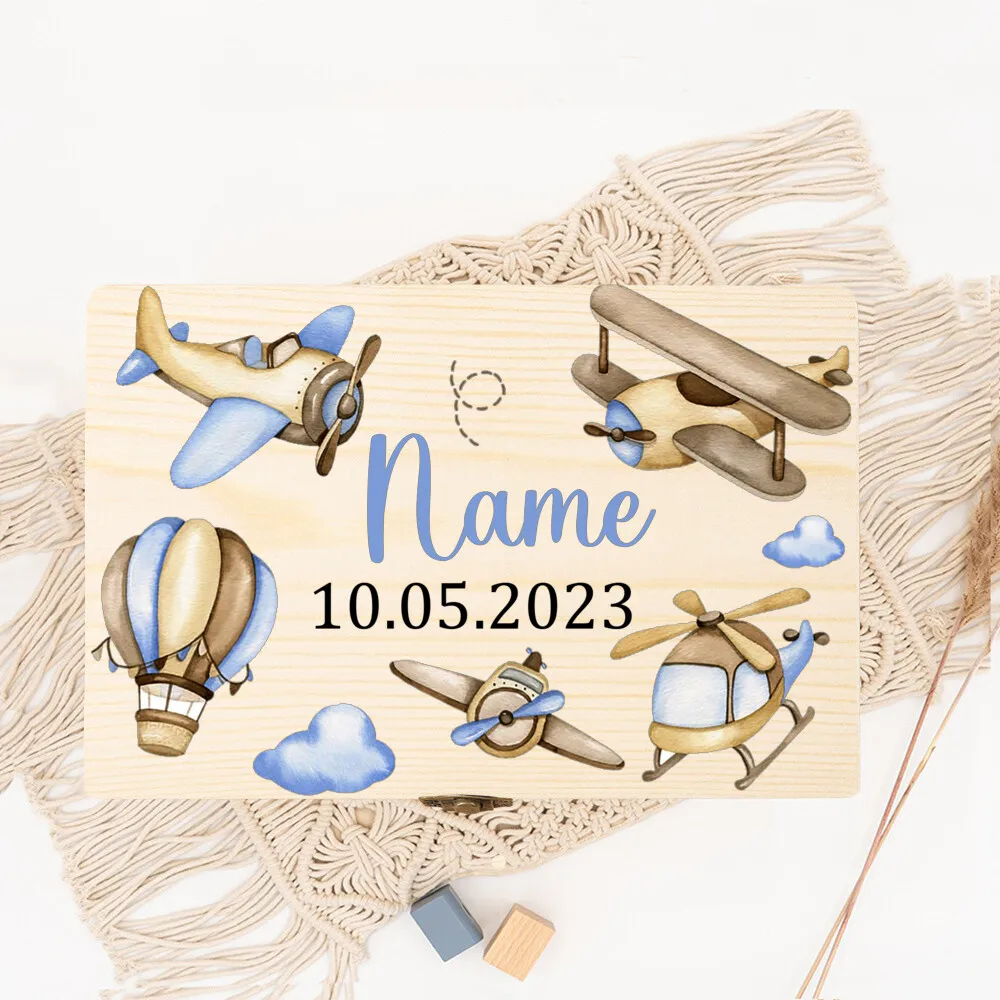Personalized Baby Wooden Memory Box Newbron Shower Gift Baby Birth Stats Box Custom Infant Keepsake Box Umbilical Cord Box