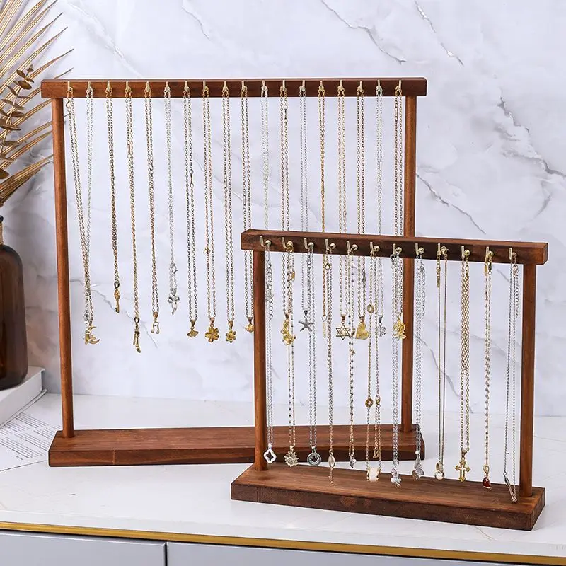 Schmuck Organizer Display Stand Massivholz Halskette Hängen Arbeitsplatte Rack Für Ketten Ohrringe Armbänder Vitrine Lagerung Rack