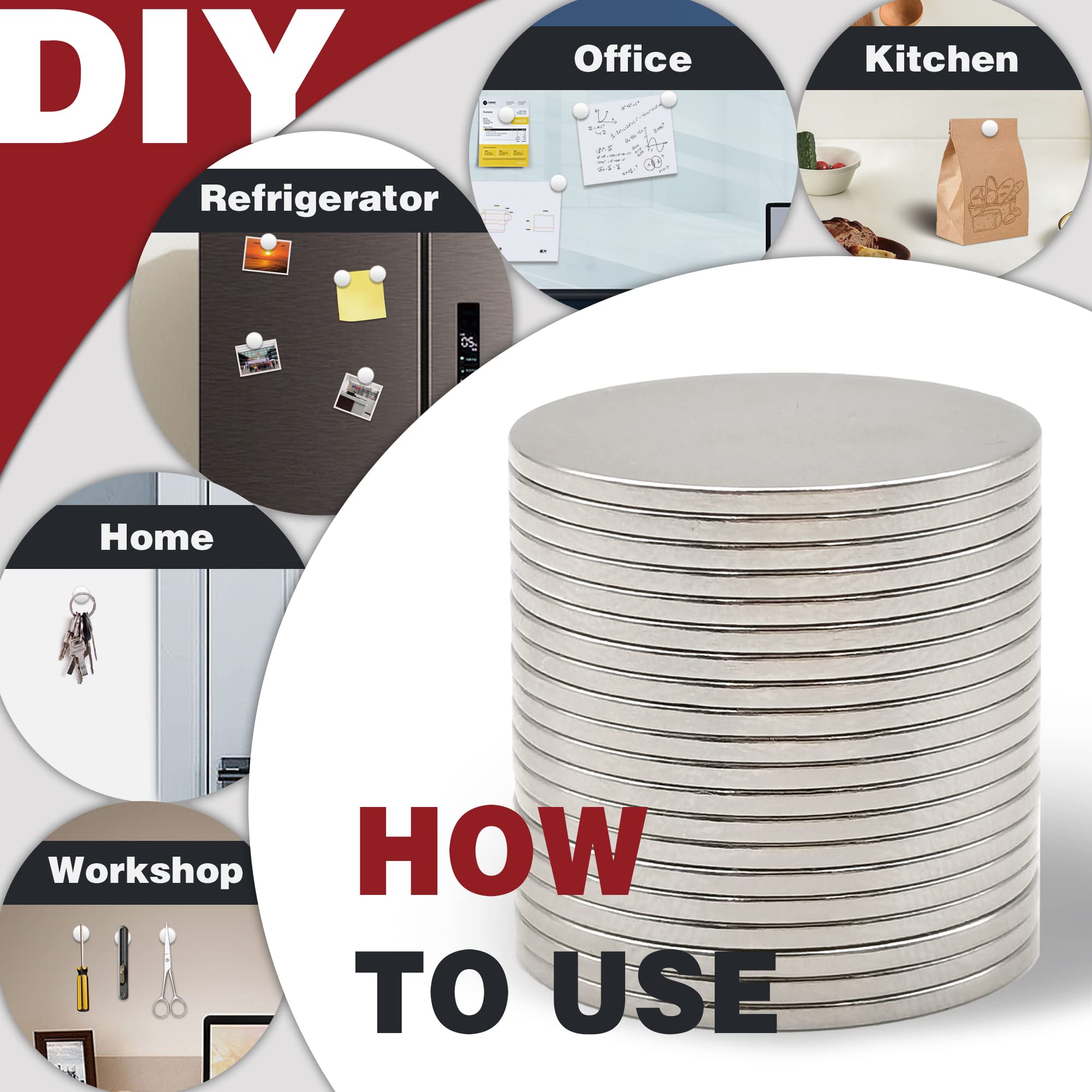 Pequenos ímãs Whiteboard, Artes e Ofícios, Geladeira, Mini Ímãs, Ímãs de Escritório, 20x1mm