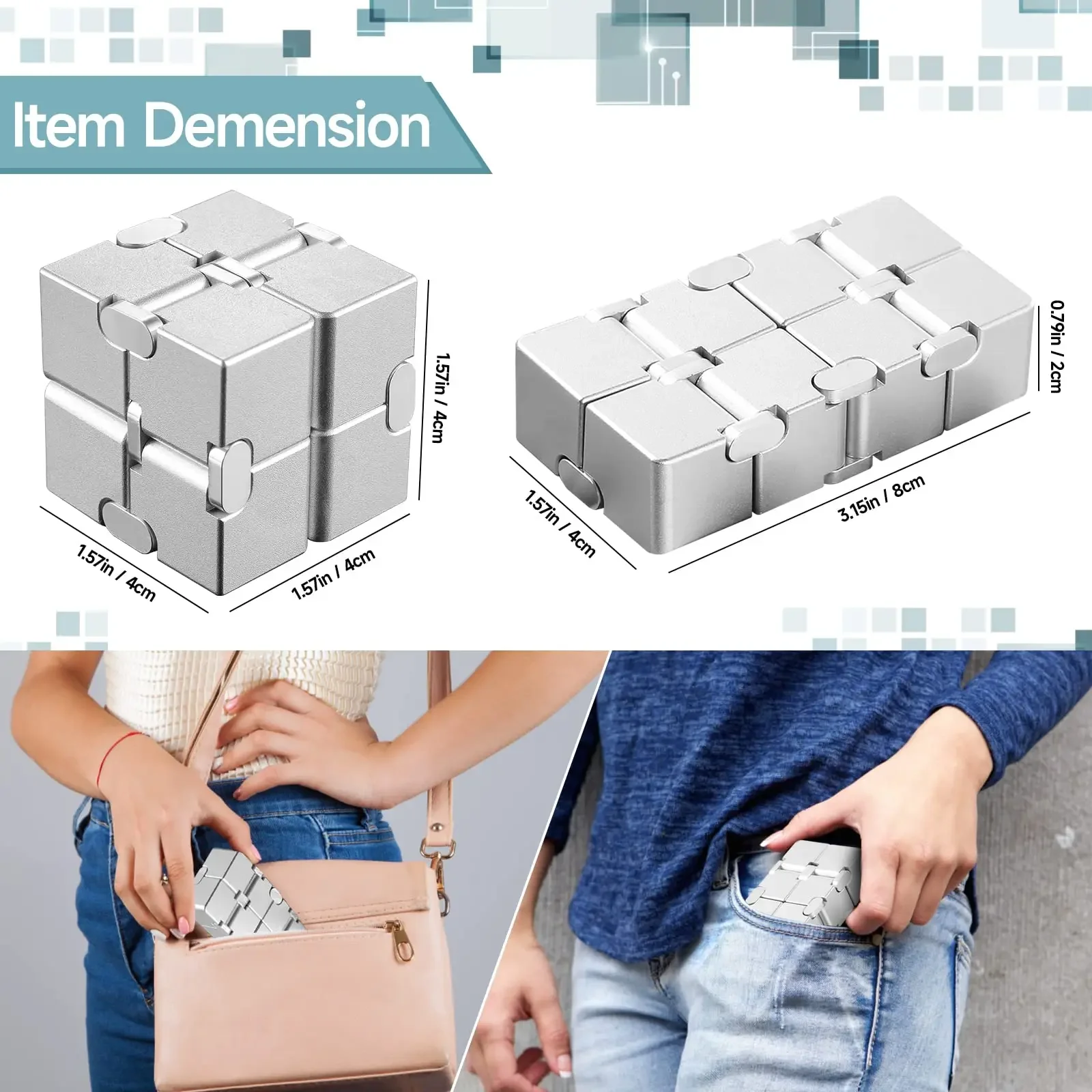 ของเล่นบรรเทาความเครียด Infinity Cube ของเล่นเพื่อการศึกษาแบบพกพา Decompresses ผ่อนคลายของเล่นสําหรับเด็กผู้ใหญ่ของขวัญวันเกิด