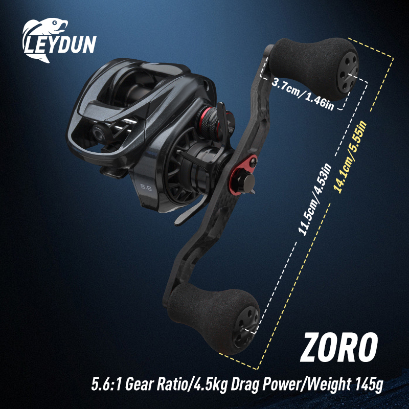 LEYDUN ZORO Рыболовные катушки для приманки, 145 г, сверхлегкий корпус из алюминиевого сплава, 10 + 1BB, 5,6:1, 4,5 кг, катушка BFS с длинной ручкой для морской воды