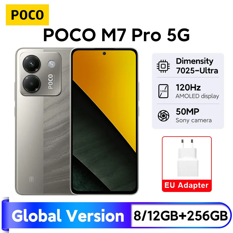 Смартфон POCO M7 Pro 5G, глобальная версия, 120 Гц, FHD +, уход за глазами, AMOLED-дисплей, размер 7025-Ultra NFC, аккумулятор 5110 мАч