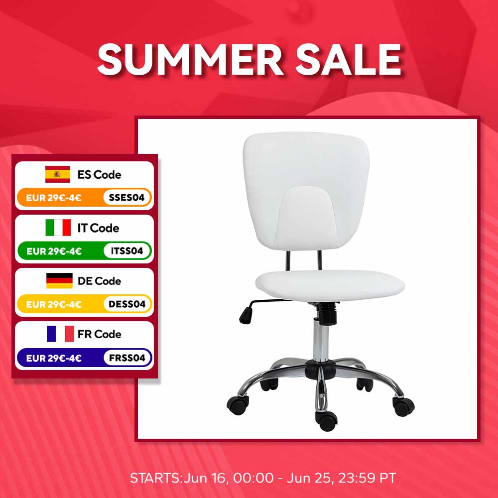 Vinsetto Bürostuhl höhenverstellbar, neigbar 50 x 54 x 87,5–96,5 cm, Weiß