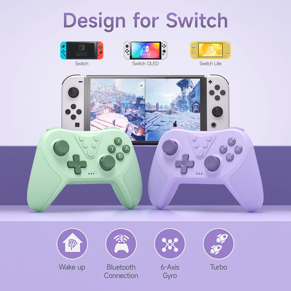 EasySMX T37 무선 게임 패드, Nintendo Switch, PC, Steam Deck, 6축 자이로 모션 제어용 Bluetooth 게임 컨트롤러