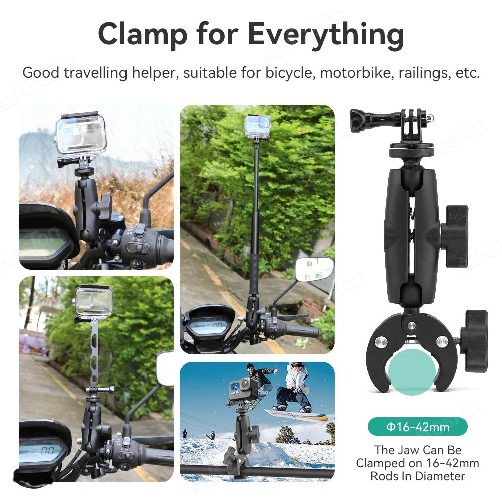 For GoPro 13 12 11 10 Motorcycle Bicycle Holder Handlebar Mount Bracket For Insta 360 X5 X4 DJI OSMO 360 Action 5 Pro Accessory