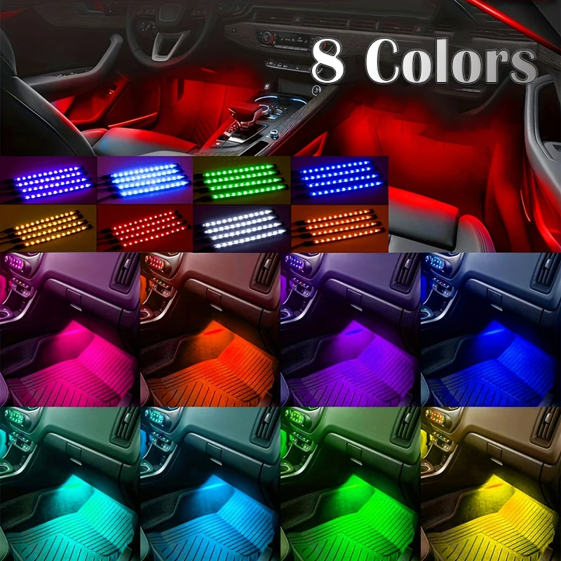 Striscia luminosa per musica per auto a LED 48 LED USB Smart Bluetooth APP Controllo Striscia luminosa per atmosfera interna per auto RGB multicolore impermeabile