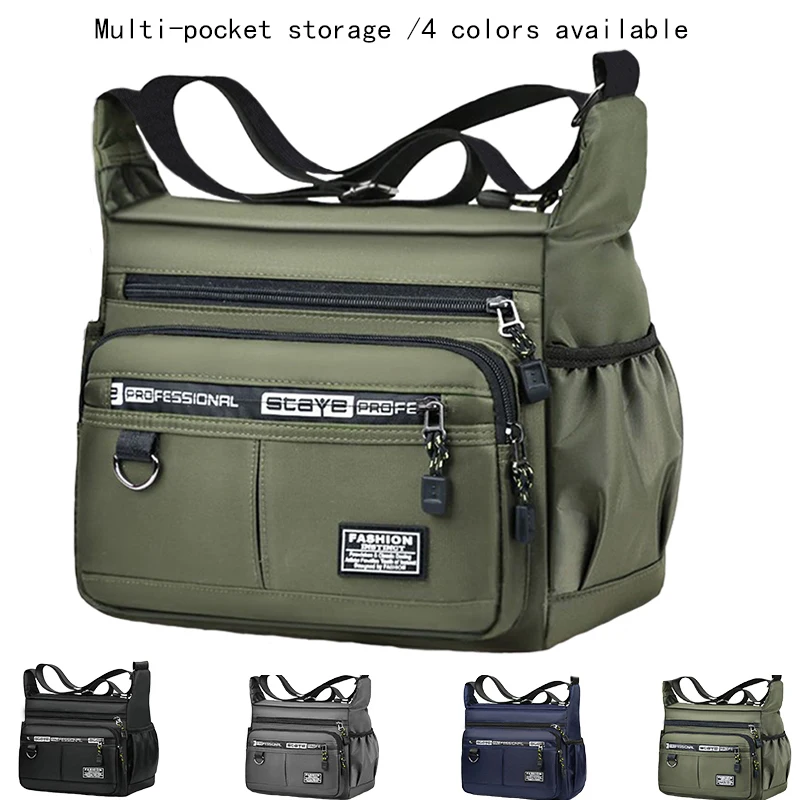 Borsa a tracolla da uomo con tasche multistrato, tracolla regolabile, borsa business a spalla singola