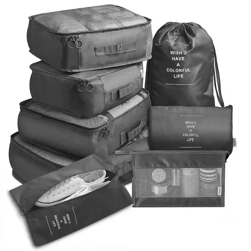 7PCS Set Travel Bag Shoes Clothes Storage Bags Luggage Organizer Packing Cubes Set Portable Student Dormitories Clothing Bags