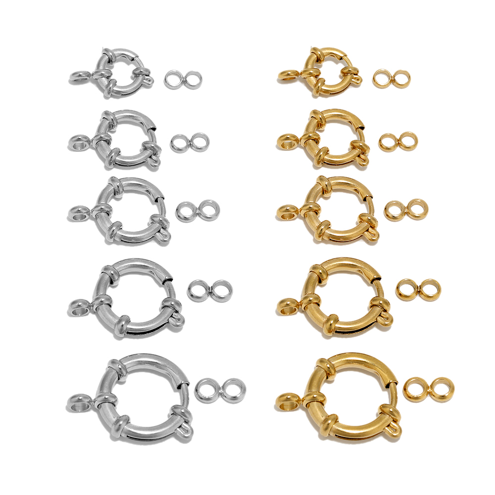 4 pçs de aço inoxidável redondo primavera anel fechos diy clavícula colar ganchos jóias fazendo 8 conectores descobertas pulseira suprimentos