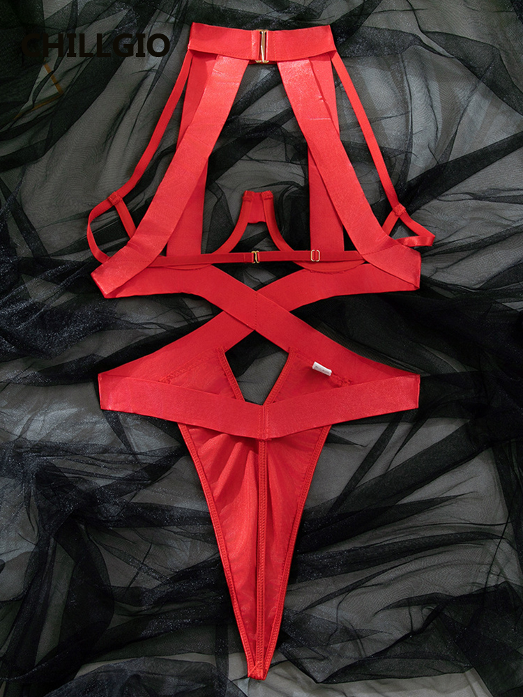 CHILLGIO Body Frauen Bügel Push-Up Sexy Dessous Heißer Erotische Strampler Chic Cut Höhlte Onesie Off Schulter Halter Playsuits