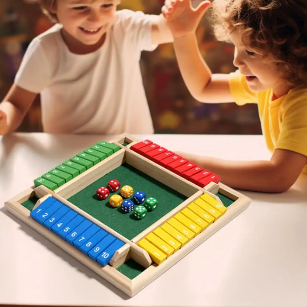 Arithmetik-Würfel, Brettspiel, vierseitig, Flip-Kartenspiele, Box, Würfel, Spielzeug, Holzklappen, Würfel, 4 Spieler, Party, Zahlen, Spiel, Brettspiele