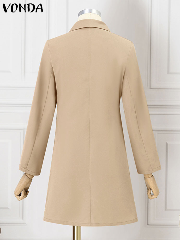 Vonda-女性の長袖フリルミニドレス,カジュアルなサンドレス,プリーツドレス,ラペルカラー,レースアップ,エレガント,ラージサイズ,5xl,2024