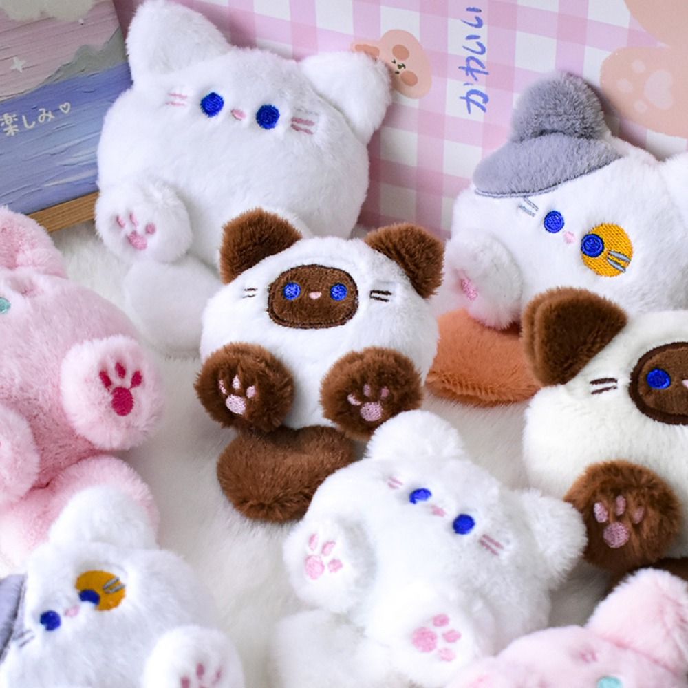 พวงกุญแจจี้ห้อยรถยนต์รูปแมวน้อยยัดไส้รูปสัตว์น่ารักแบบ DIY