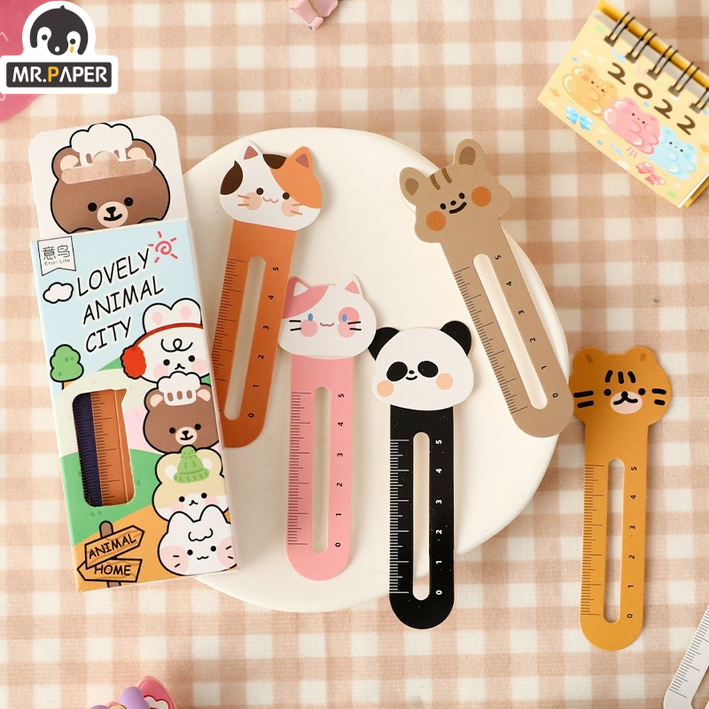 Mr. Giấy 30 Cái/hộp Hoạt Hình Hình Dấu Gấu Mèo Con Sinh Viên Thước Bookmark Đánh Dấu Sinh Viên Tiếp Liệu