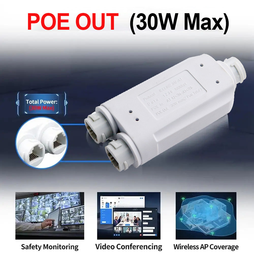 Repetidor poe à prova d'água, 2 portas, ip66, 10/100mbps, 1 a 2, extensor poe com ieee802.3af/at 48v, ambiente externo para câmera switch poe