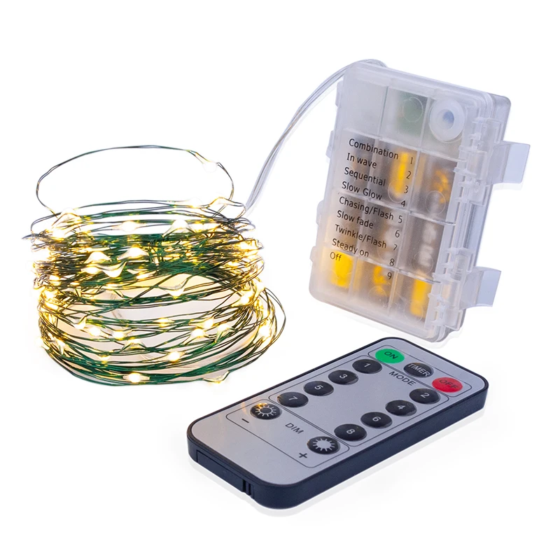 String Lights Fairy Led Battery 5/10M/20M 50/100/200LED WithRemote Control Garlands Home Wedding Christmas Holiday Decor Lamps