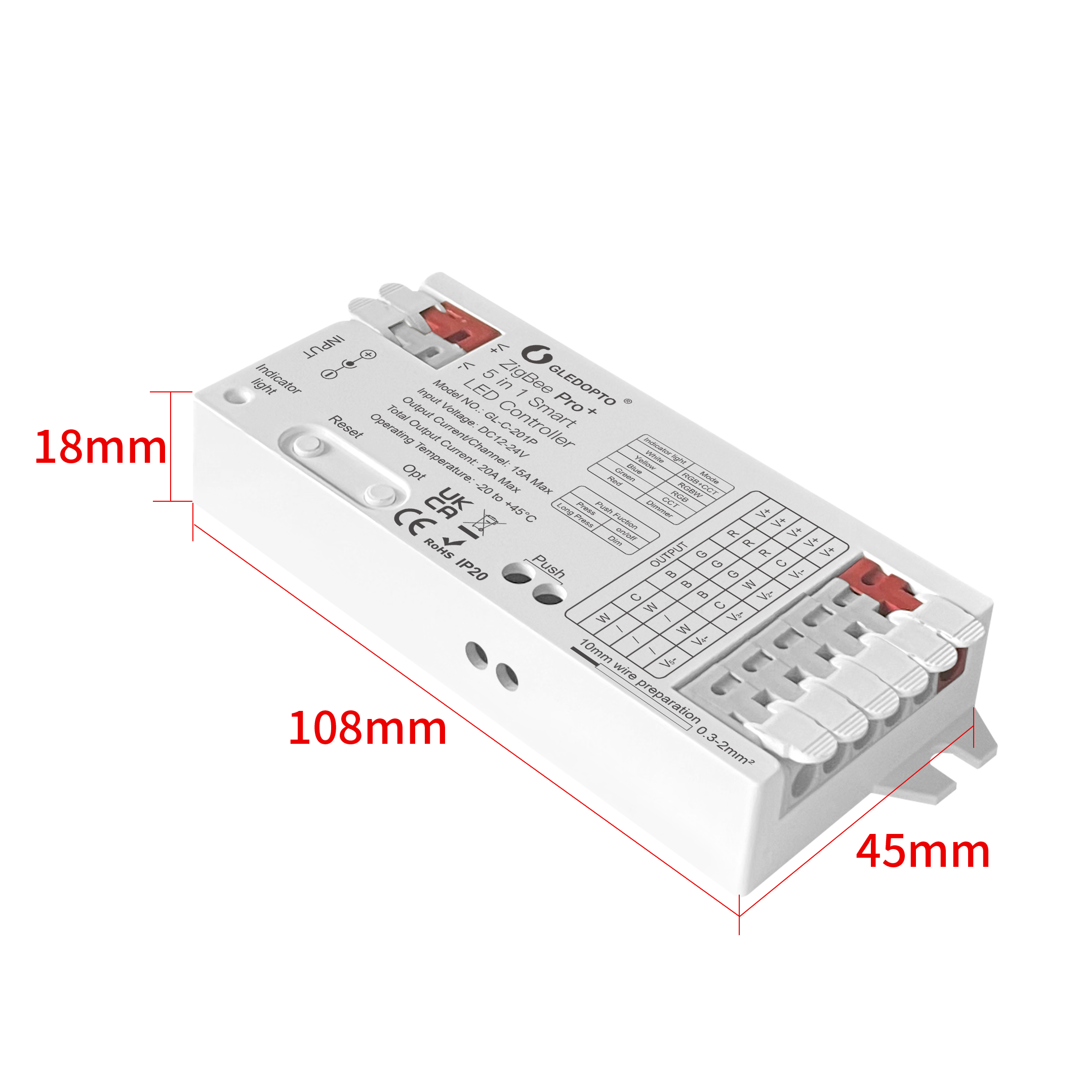 GLEDOPTO ZigBee 3.0 Pro+ 3-in-1 RGBCCT/RGBW/RGB LED-Streifenlicht-Controller 20 A Max H/ue Alexa Homey Tuya Smart APP Sprachsteuerung