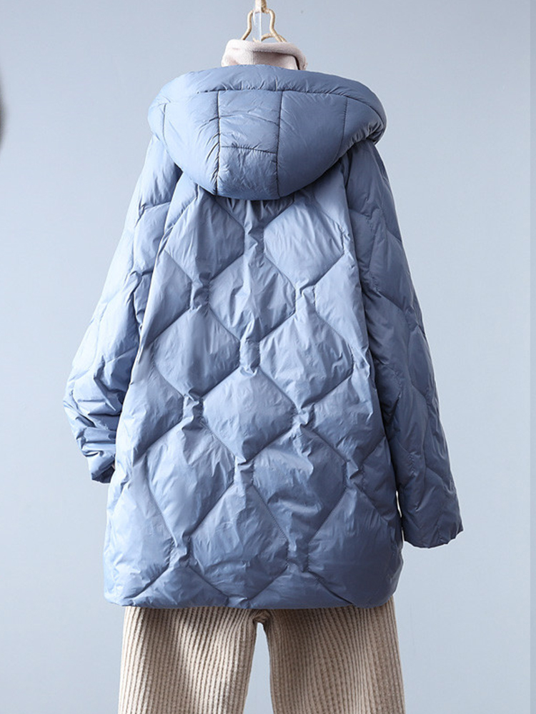 ผู้หญิงฤดูหนาวเป็ดสีขาวลงเสื้อลำลองลง Outwear หญิง Hooded Zipper Puffer Parka Jacket