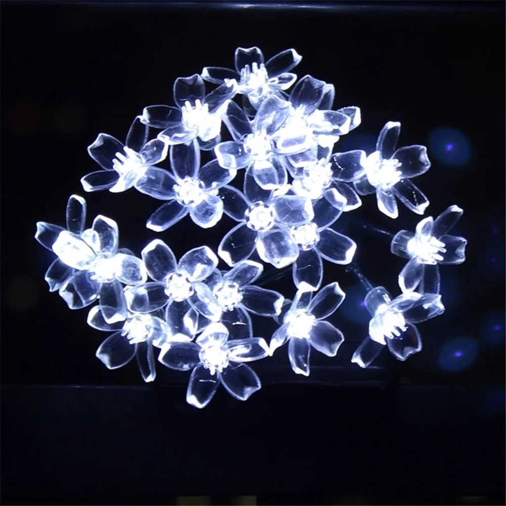 Cherry Blossom ดอกไม้ Garland โคมไฟ USB ดําเนินการ LED String ไฟ Fairy ดอกไม้คริสตัลในร่มงานแต่งงานคริสต์มาส Decors