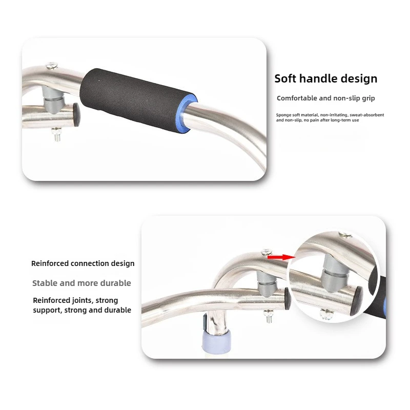 สแตนเลสผู้สูงอายุ Walker ปรับ Handrail สนับสนุนกรอบพับเดิน Aid Anti-SLIP Cane เก้าอี้สําหรับผู้สูงอายุ