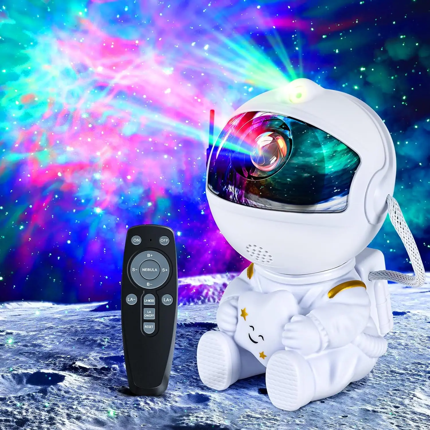 Astronaut Galaxy Star Projektor Sternennachtlicht – Sternenneubel-Deckenprojektionslampe mit 8 Modi, Fernbedienung 360 °   Verstellbar
