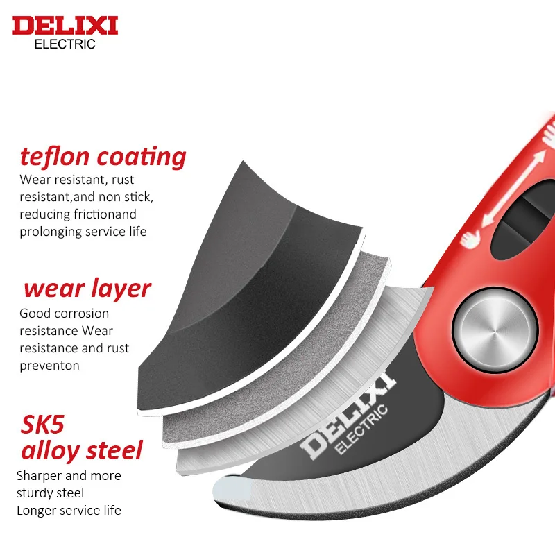 DELIXI ELECTRIC Pruning Shear Garden Tools Labor Saving Scissors Gardening Plant Sharp Branch Pruners Protection Hand Durable