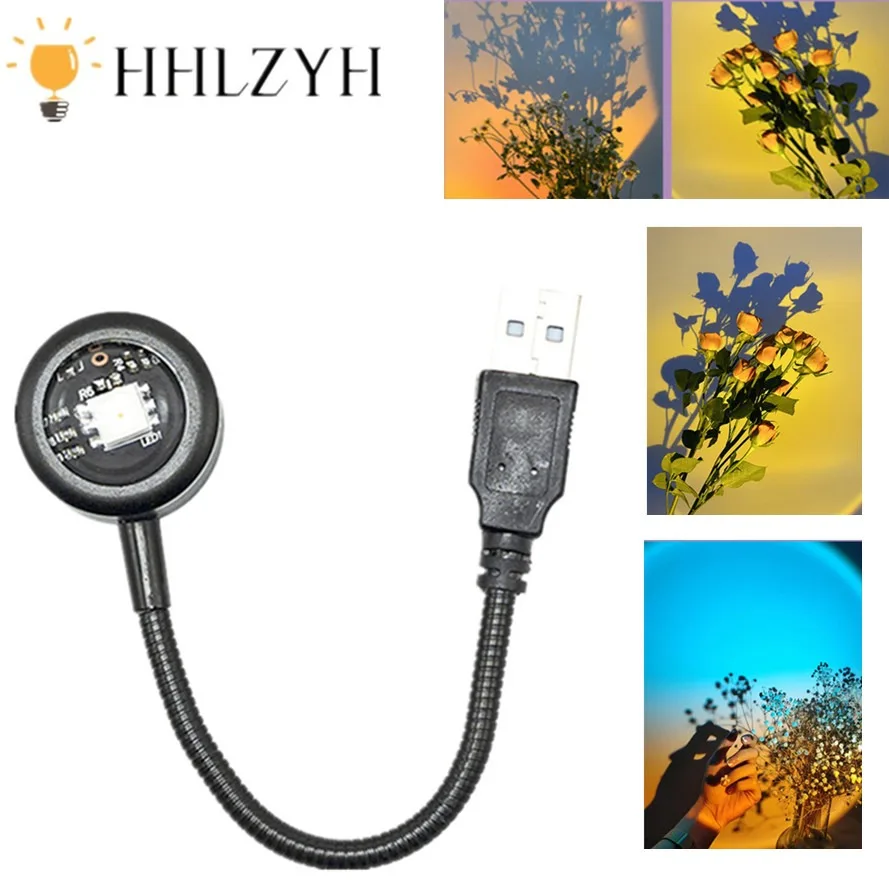 Hlzyh-Luz LED de neón de arco iris con USB, lámpara de puesta de sol, proyector de fotografía, iluminación de Ambiente de pared para decoración de dormitorio, regalo