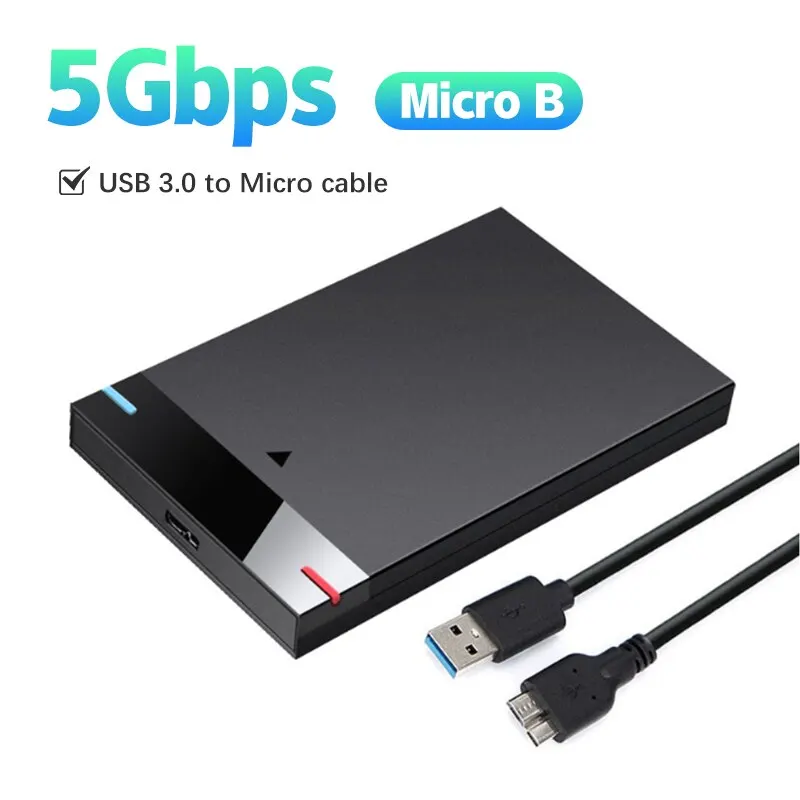 Caja HDD Caja 2,5 pulgadas Micro B USB 3.0 Cable tipo C Disco duro externo 5TB 5Gbps HD Dispositivo de almacenamiento portátil Soporte UASP