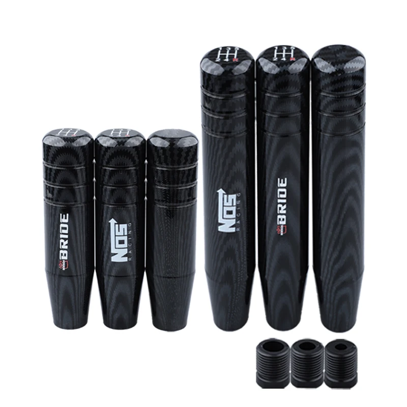 Accesorios universales de 13cm y 18cm, palanca de cambios estilo fibra de carbono, perilla de palanca de cambios de aluminio, perilla de palanca de cambios de coche de 5 velocidades