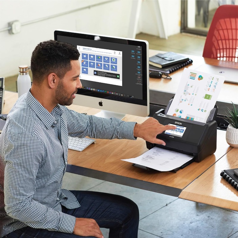 Workforce ES-580W Wireless Color Duplex Desktop Document Scanner for PC and with 100-sheet Auto Document Feeder