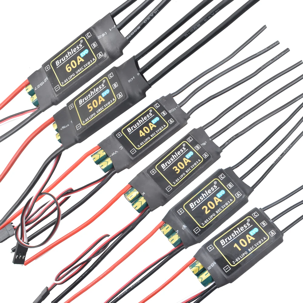 HV Brushless 10A 20A 30A 40A 50A 60A 80A 100A ESC 2-6S Lipo Battery 3A/5V BEC Quadcopter Aircraft FixedWing Multi-axis Drone
