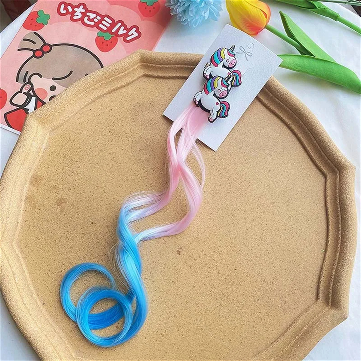 2PCS ใหม่ Princess Unicorn หลายสีวิกผมสาว Hairpins เด็กน่ารัก Headwear Hairgrip คลิปผม Barrettes อุปกรณ์เสริมผม