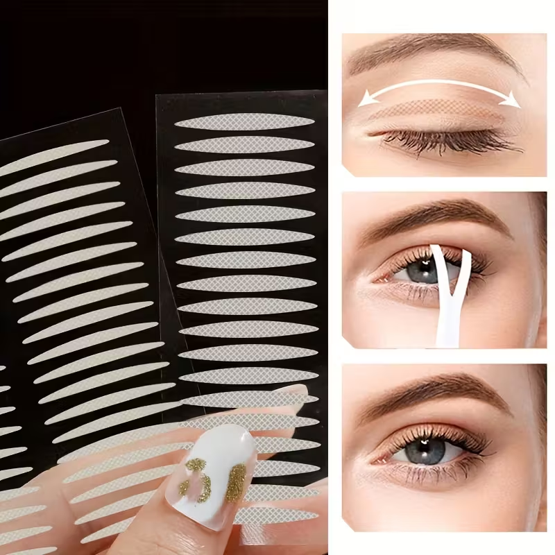 240 pezzi invisibile doppia piega palpebra nastro adesivo pizzo natura trasparente beige striscia autoadesiva trucco occhi naturale con strumenti