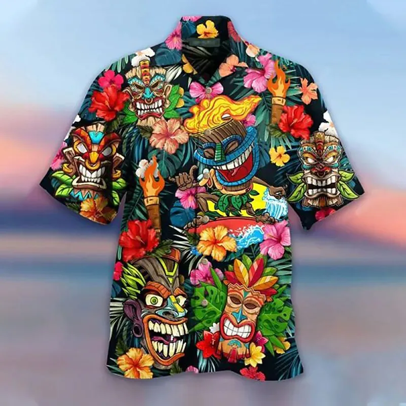 2023 Estate Allentato Traspirante Stampa 3d Alla Moda Fresco Moda Camicie Hawaiane Beach Party Magliette e camicette Maniche Corte Camicie da Uomo Estive 6XL