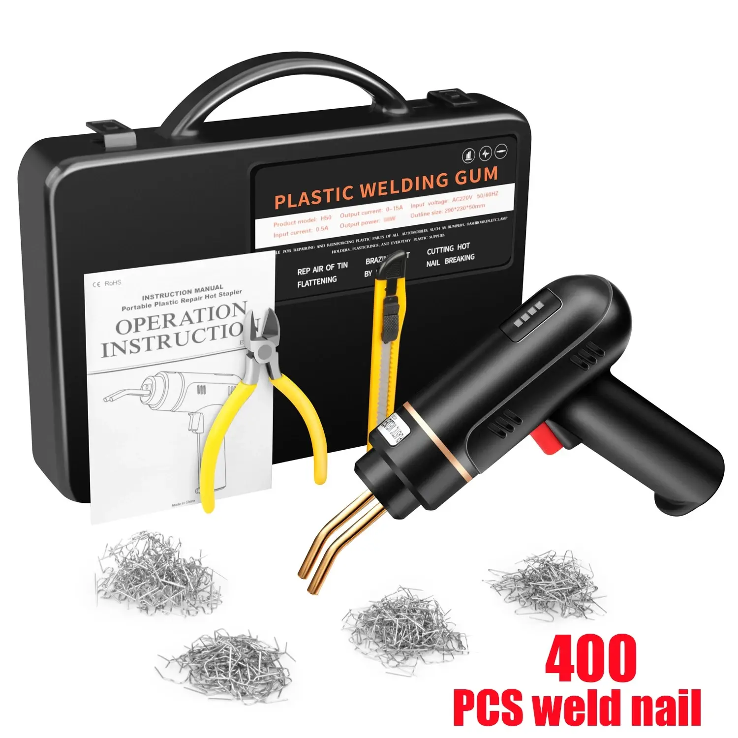 Kit de réparation de pare-chocs de voiture en plastique, fer à souder aste, 200W