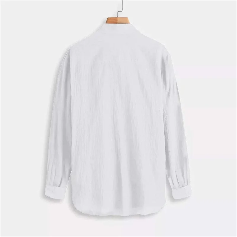 Camisa de lino de alta calidad para hombre, camisa ligera y transpirable con botones, de algodón y lino, Color sólido, 100%, 2024