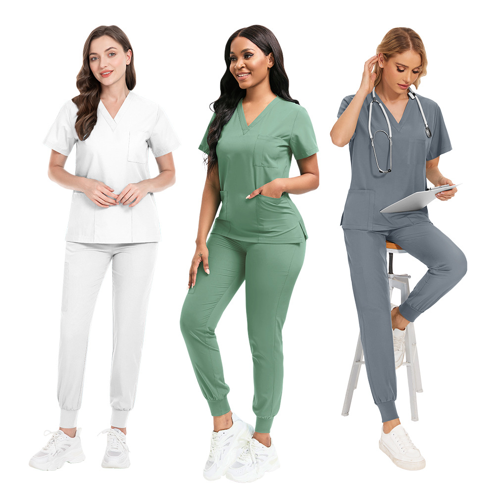 Medical Scrubs Bulk Order - Anti-Microbial Jogger Sets for Surgery/Dental/Vet/SPA/Pharmacy Multi-Pocket Workwear with Pen Slot