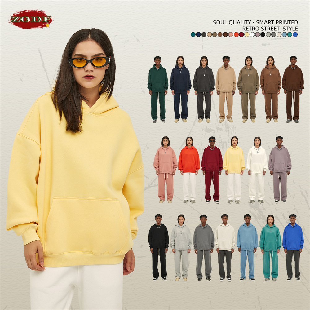 ZODF 남성용 새로운 두꺼운 350gsm 양털 후드 후드 유니섹스 겨울 오버 사이즈 루즈 기본 솔리드 스웨터 풀오버 코트 HY0631